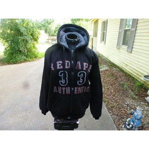 Red Ape Black Authentic Lined Sweatshirt with Hoodie  Size Large